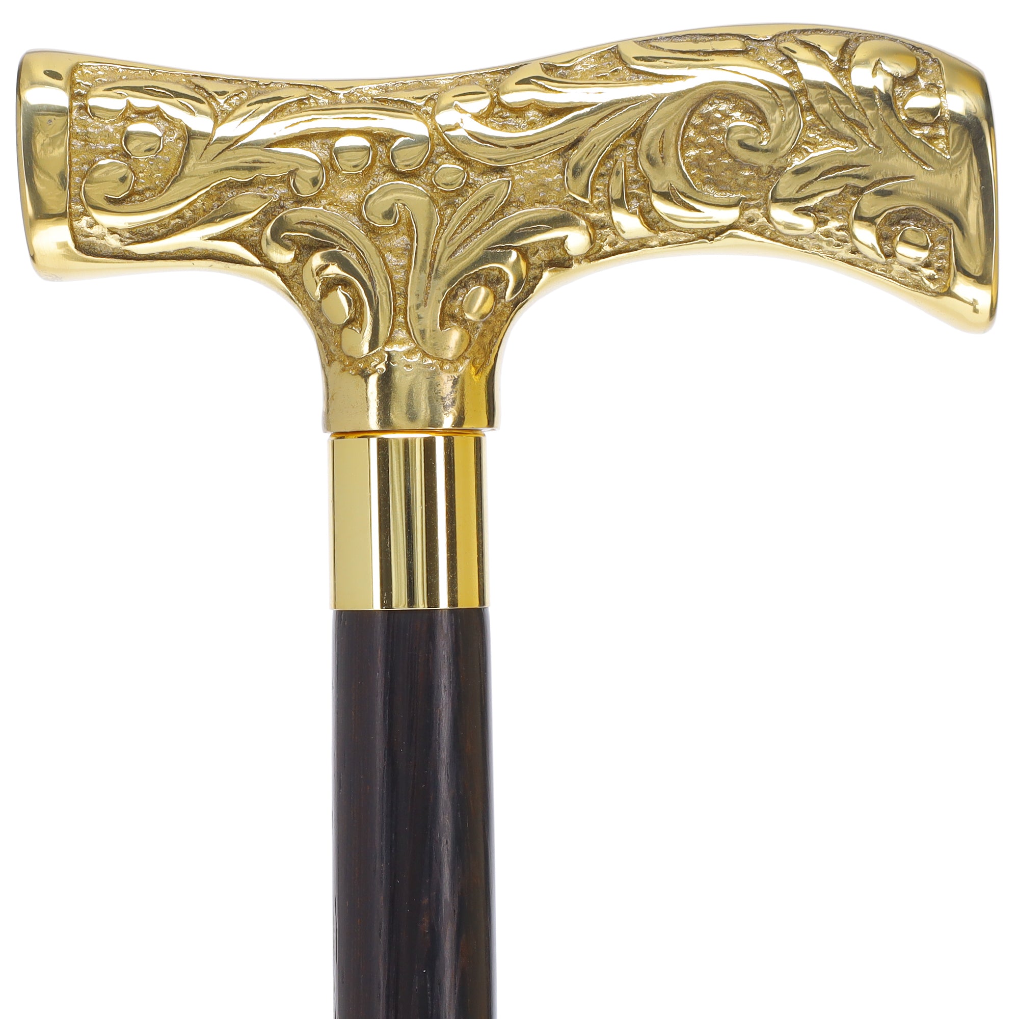 Premium Brass T-shaped Handle Walking Cane: Custom Shaft & Collar Sale Online Online