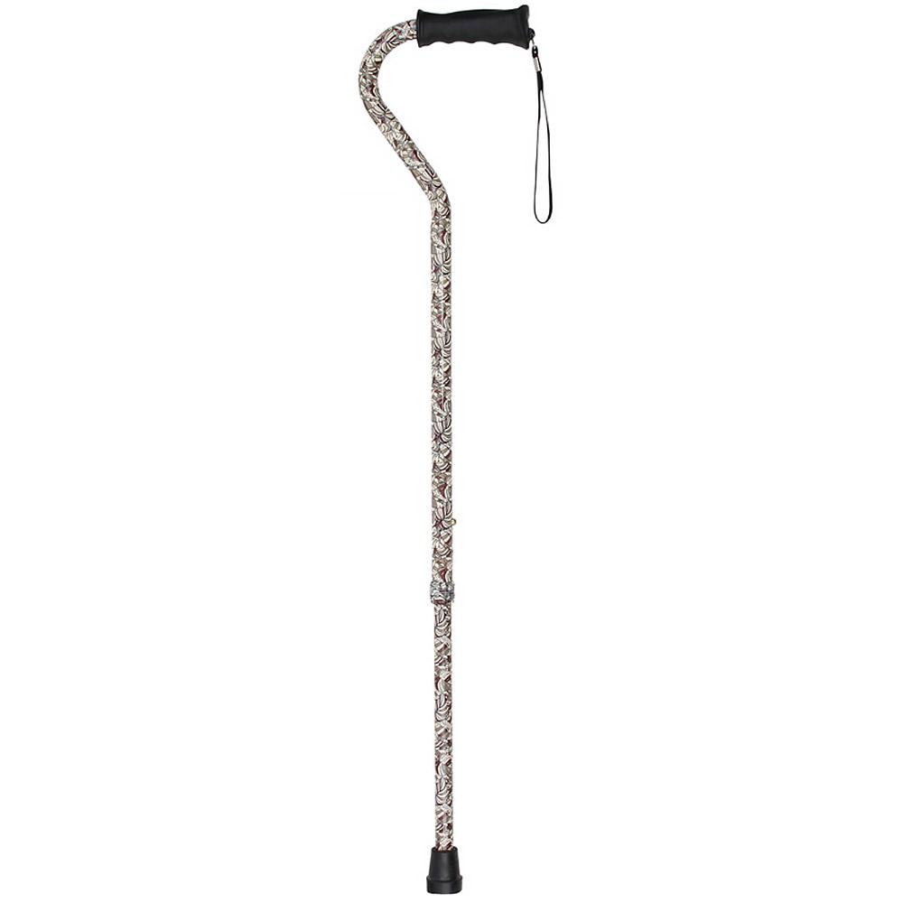 Bahama Leaf Adjustable Offset Walking Cane With Comfort Grip w/ SafeTbase Free Shipping Discounts