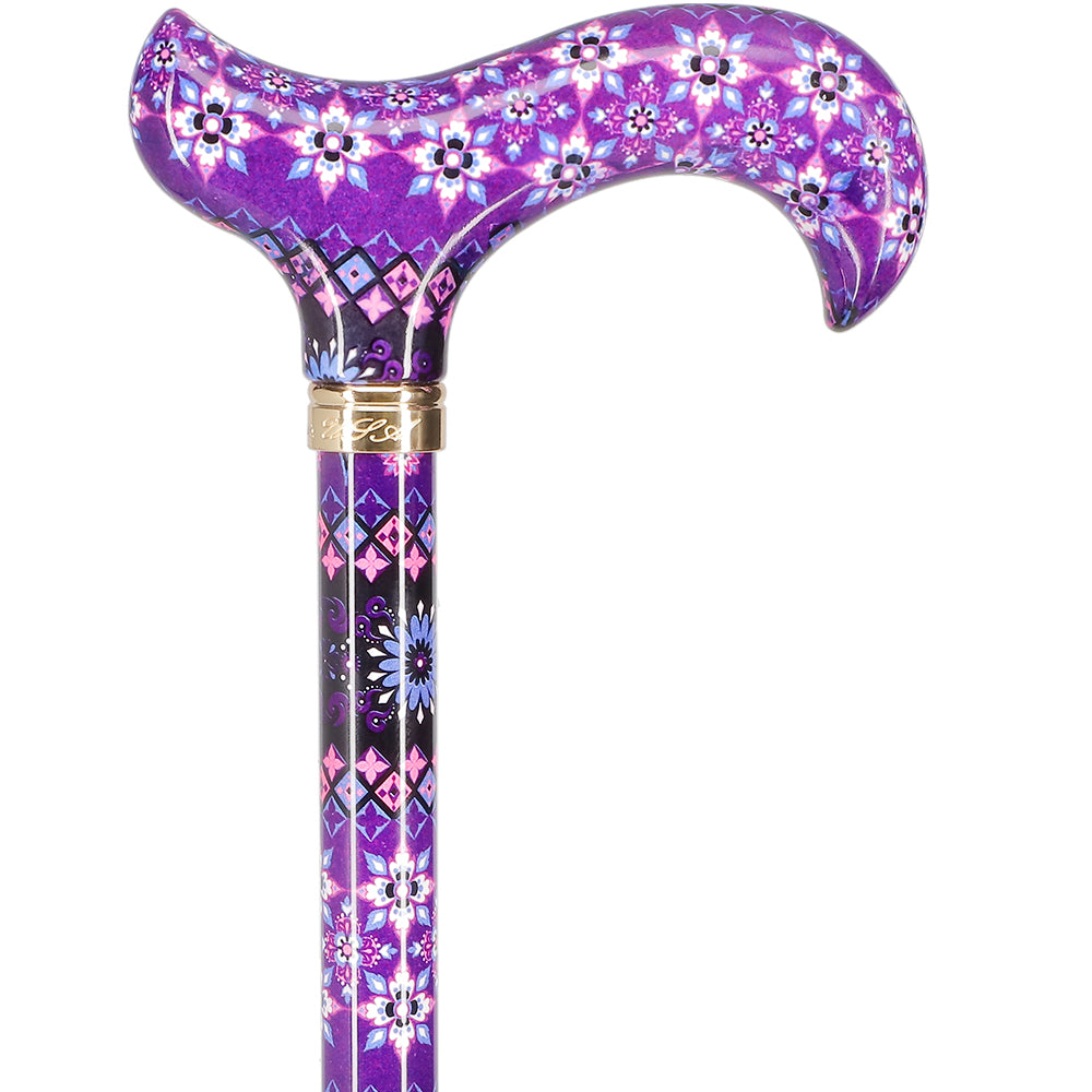 Pretty Purple Designer Adjustable Derby Walking Cane with Engraved Collar w/ SafeTbase For Sale Wholesale Pice