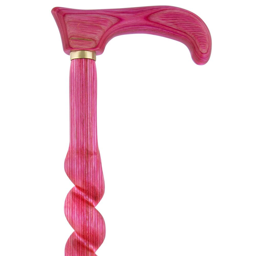 USA-Made Twisted Spiral Cane: Pink Vibrant Colorwood Laminate Clearance Pre Order