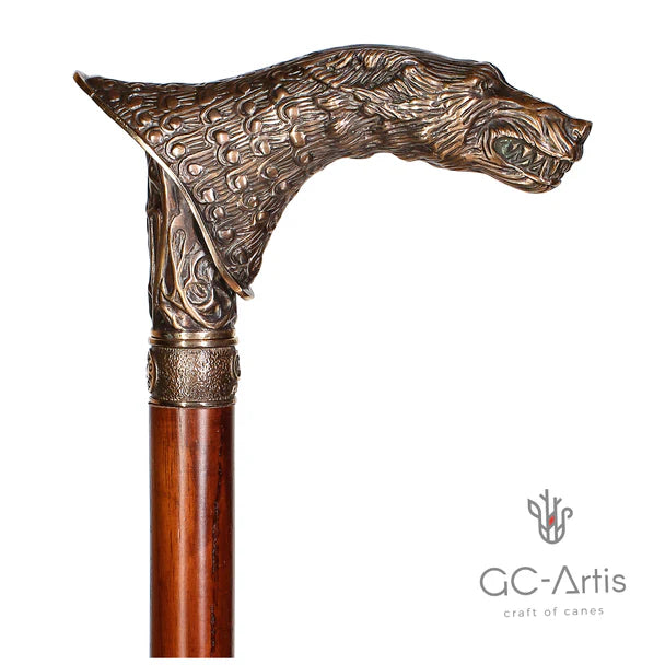 Wolf Vintage: Bronze Artisan Intricate Detail Design Cane Buy Cheap With Credit Card