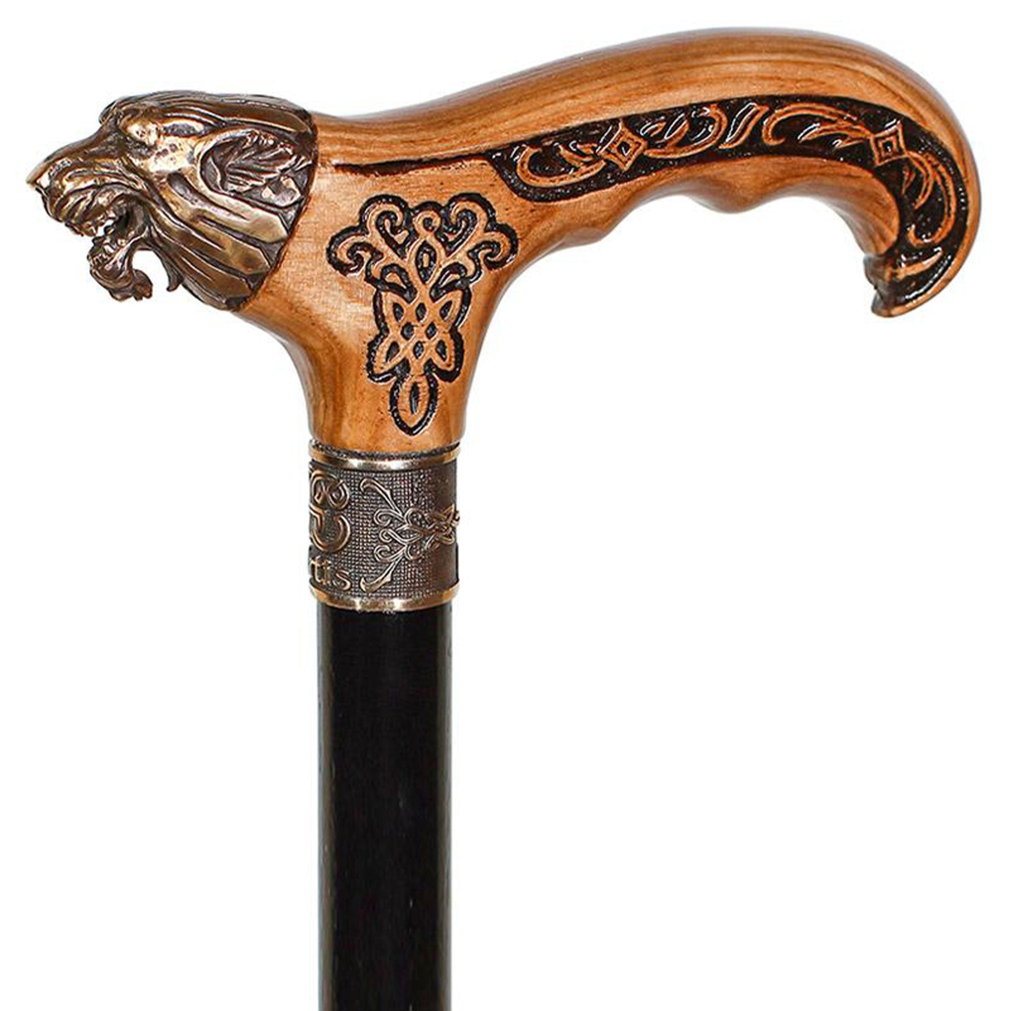 Bronze Direwolf Handcarved Celtic Art Derby Walking Cane How Much Online