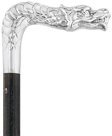 Dragon Cane Silver Plated Fritz Handle w/ Carbon Fiber Shaft With Credit Card For Sale