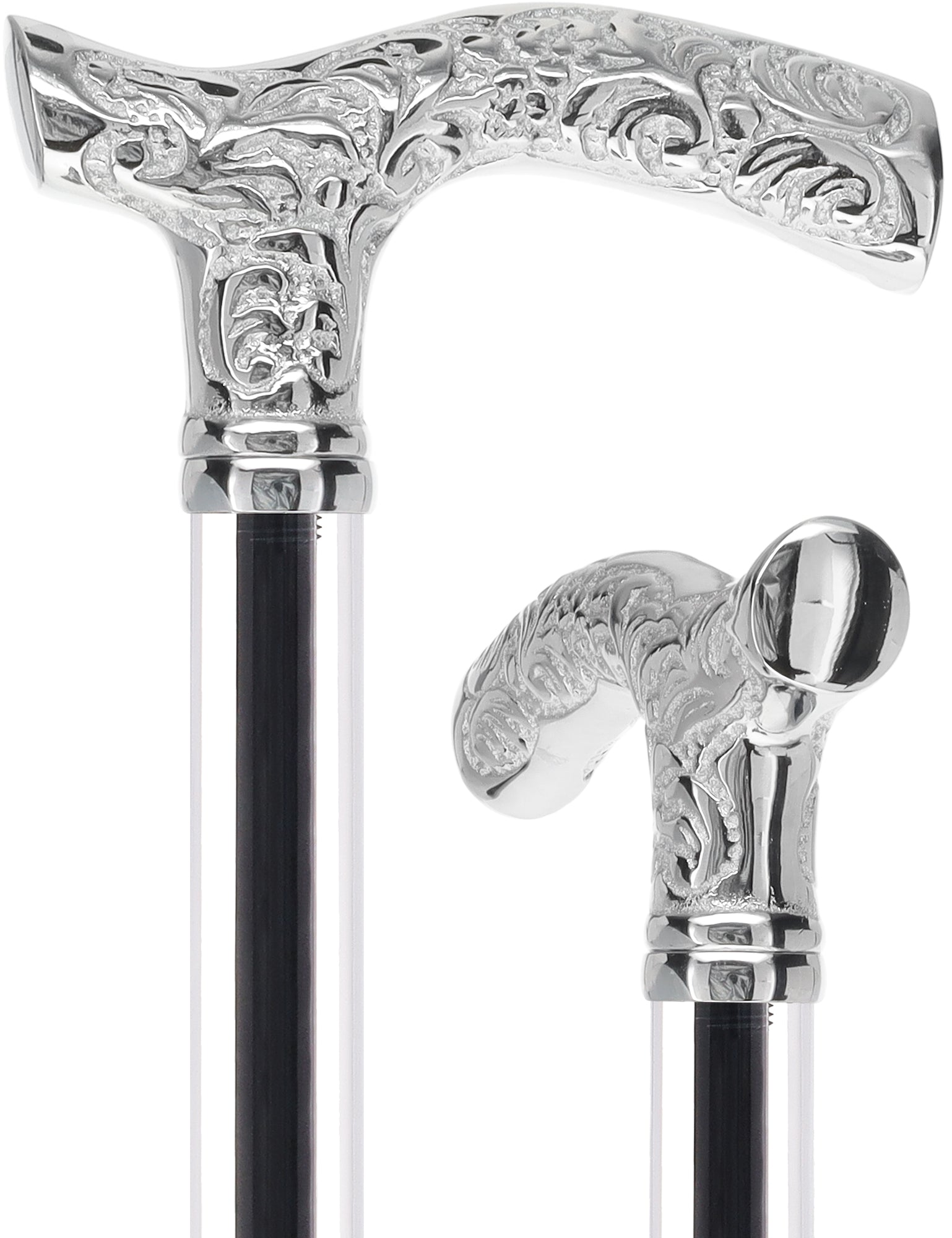 Crystal Elegance Chrome Fritz Cane with Invisible Acrylic Shaft Options Discount Fashionable