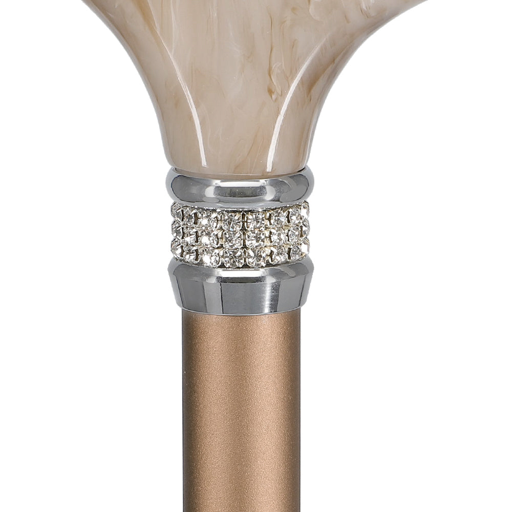 Scratch and Dent Rhinestone Designer Cane: Exquisite Pearlz Champagne Swirl V2350 Free Shipping Big Sale