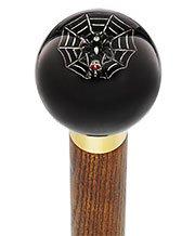 Skull & Spider Web Black Round Knob Cane w/ Custom Color Ash Shaft & Collar Cheap Sale Excellent