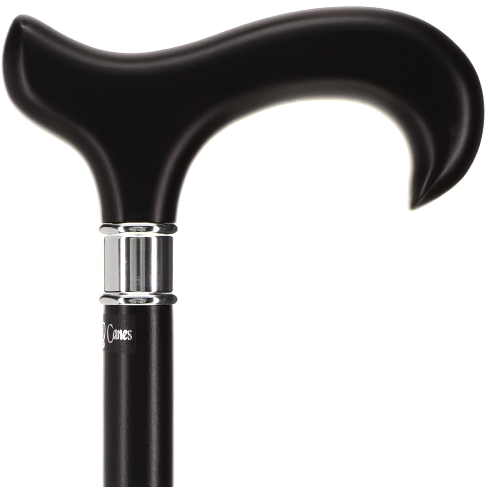 Luxury Sleek Black Derby Cane - Stainless Steel Collar With Paypal Online