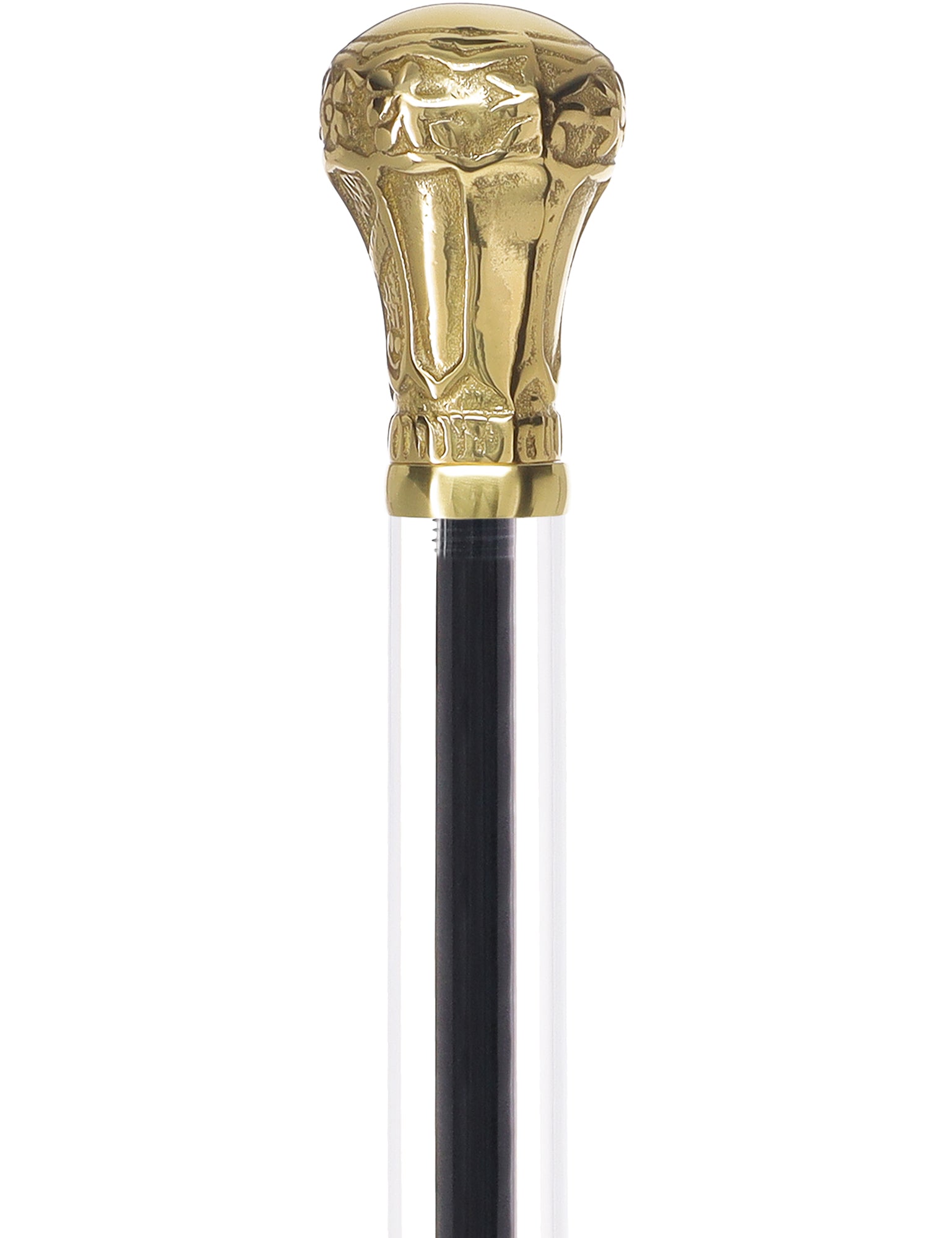 Crystal Elegance Brass Knob Cane with Invisible Acrylic Shaft Options Outlet Huge Surprise