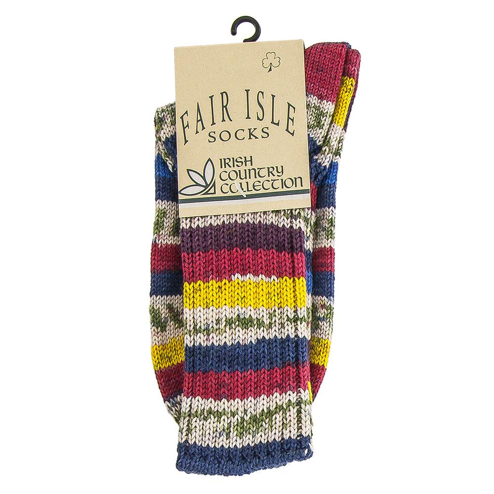 Ladies Delightful Tri Color Pattern Designer Irish Wool Country Socks Free Shipping Cheap Online