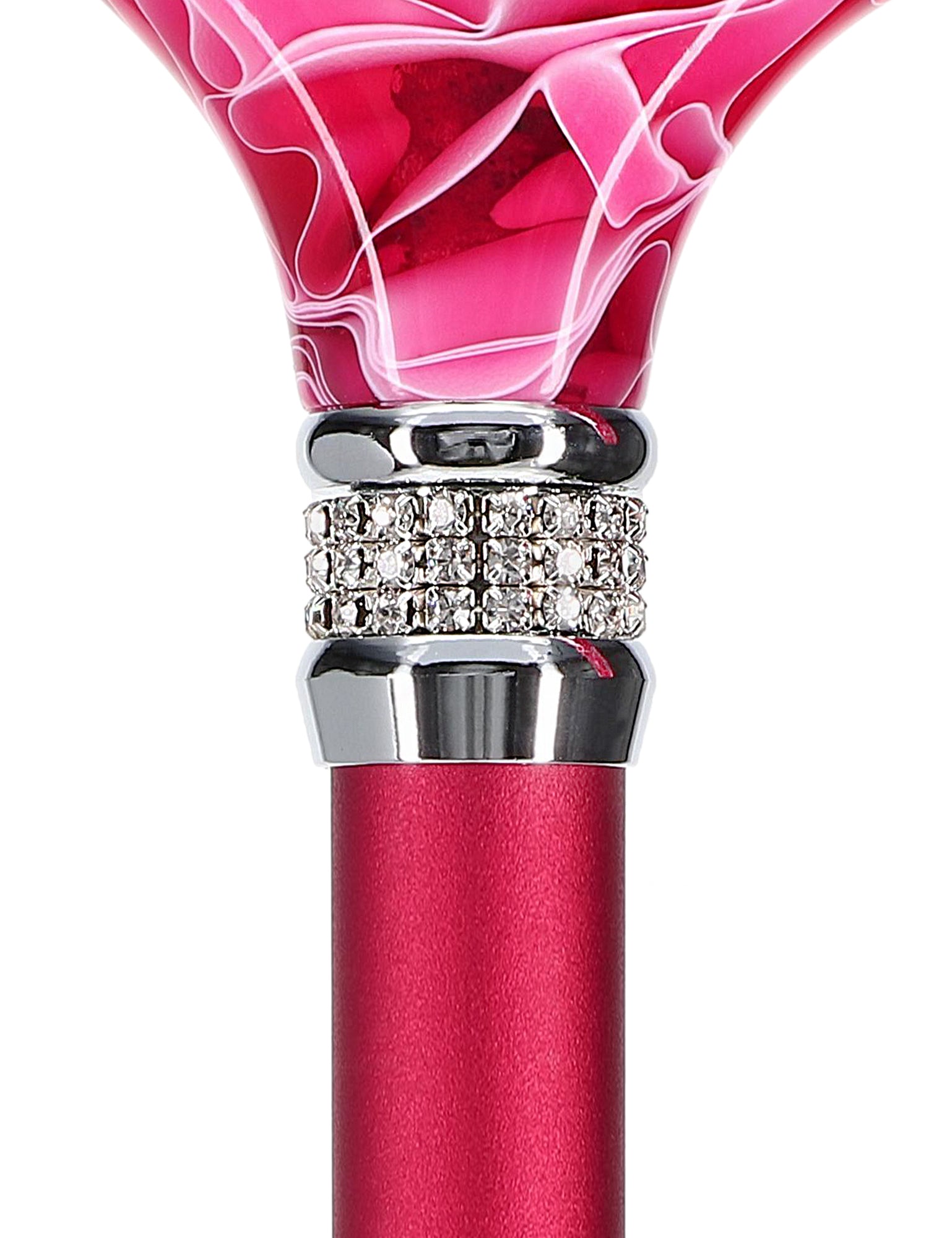 Rhinestone Designer Cane: Vibrant Magenta Red Exquisite Pearlz Discount Shop For