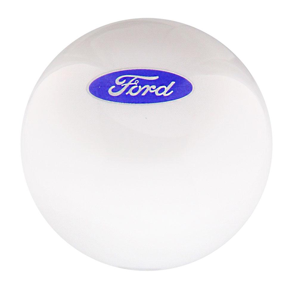 Licensed Ford Emblem White Round Knob Cane w/ Custom Color Ash Shaft & Collar Free Shipping Visit