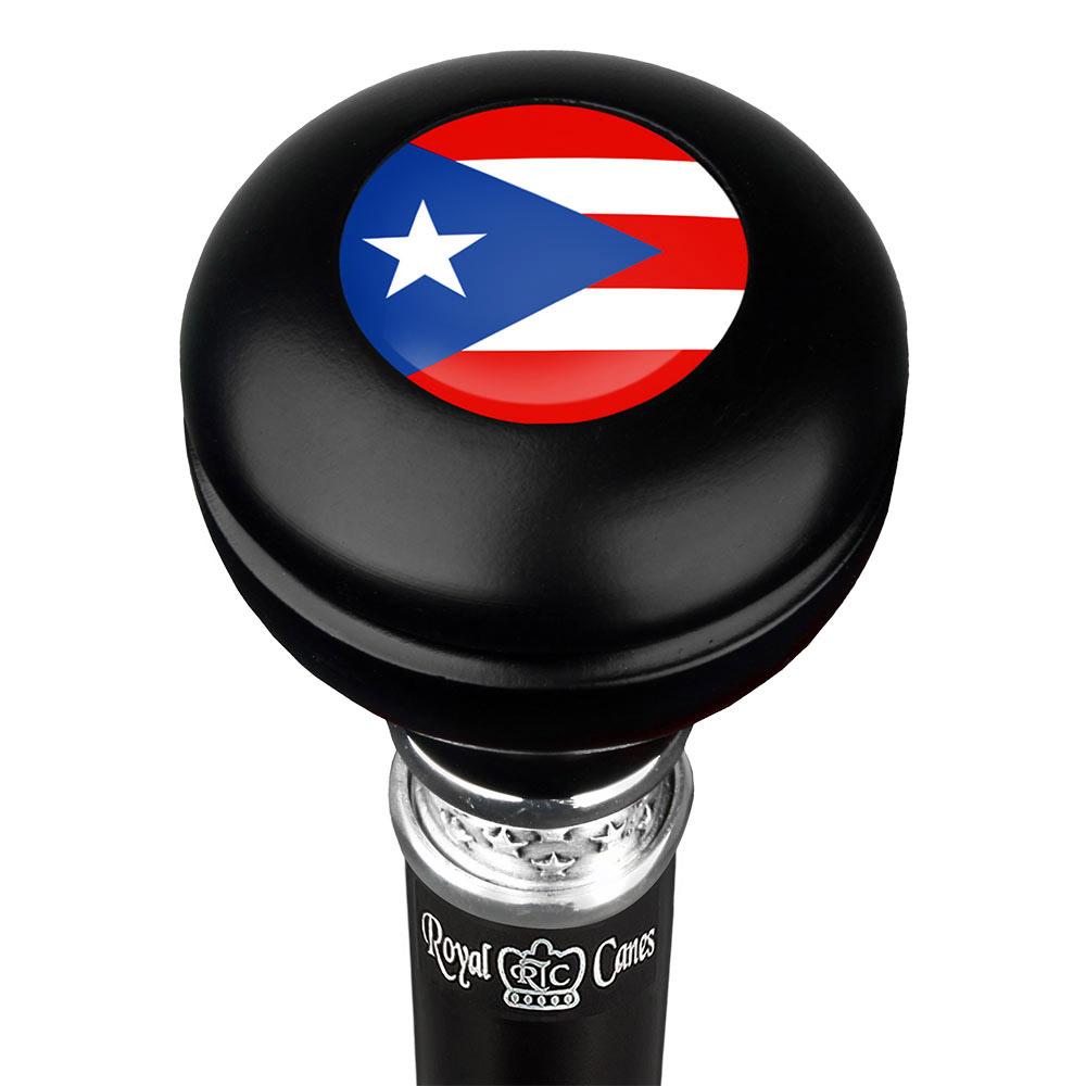 Puerto Rico Flag Emblem Knob Stick: Large Knob, Pewter Collar 100% Original