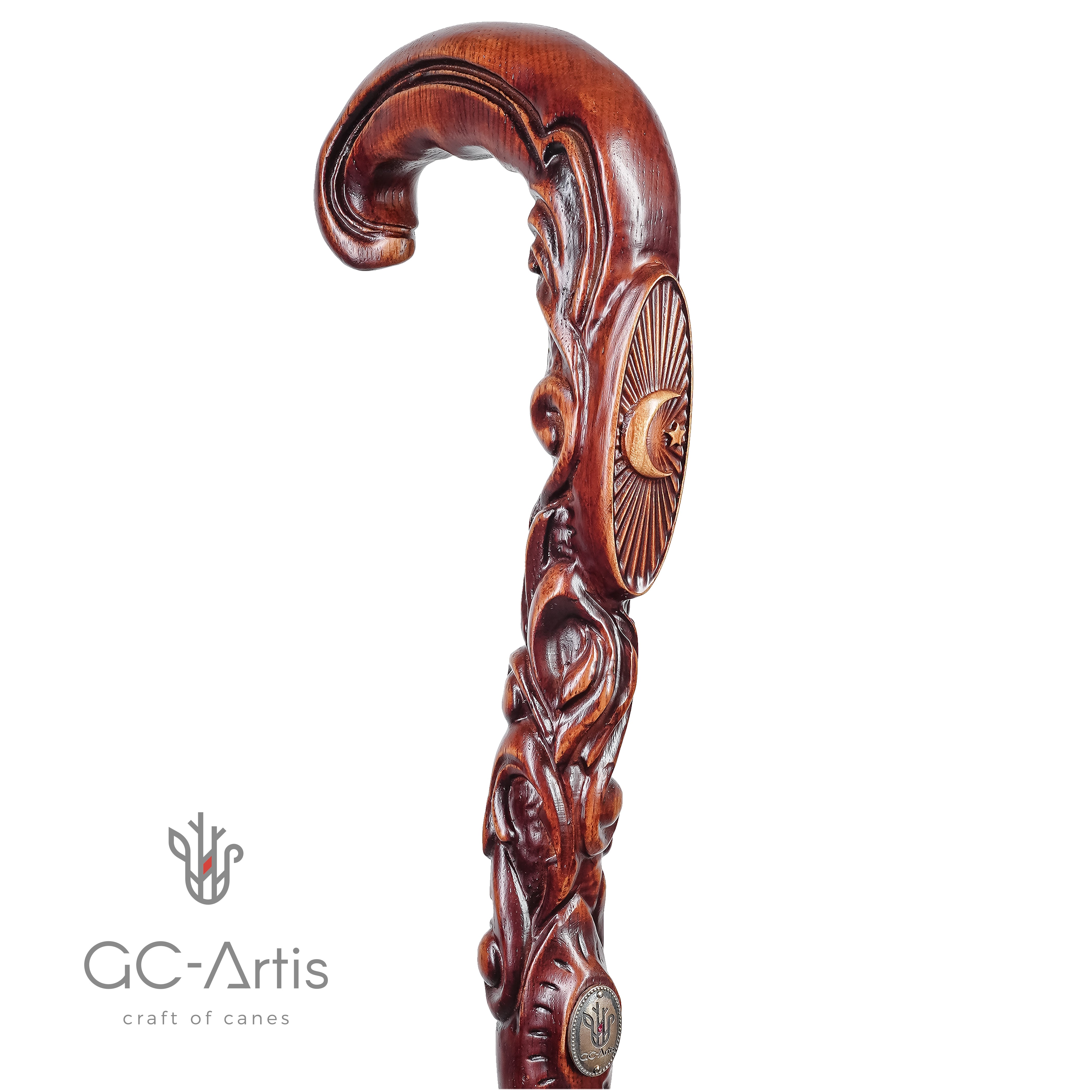Muslim Symbol Carved Wood Cane: Unique Wood Handcarved Artisan Detail Buy Cheap 2025 New