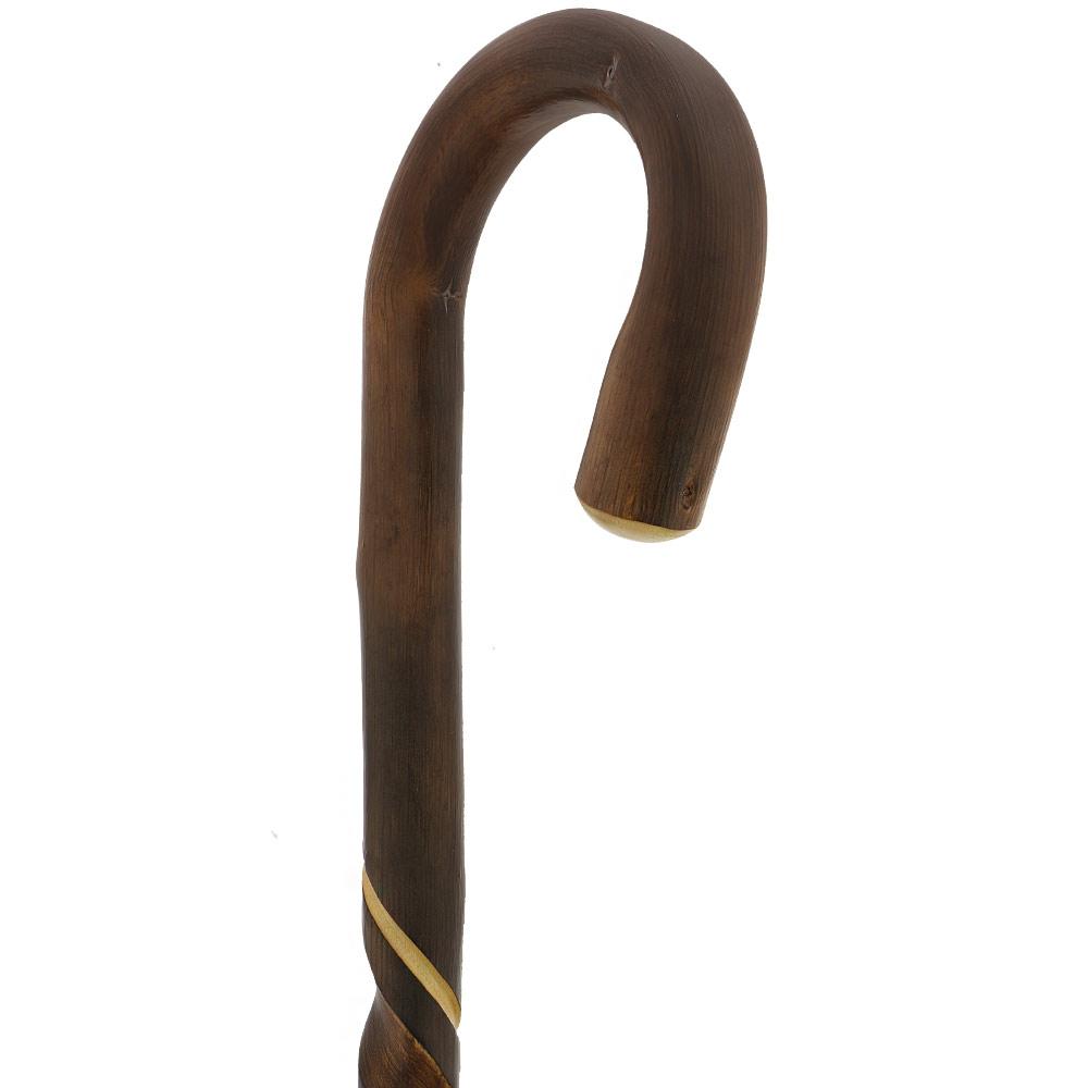 Natural Rustic Walking Cane: Flamed Chestnut Tourist Buy Cheap Fake