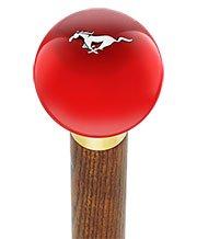 Licensed Mustang Horse Emblem Red Round Knob Cane w/ Custom Color Ash Shaft & Collar Shop Offer Cheap Online