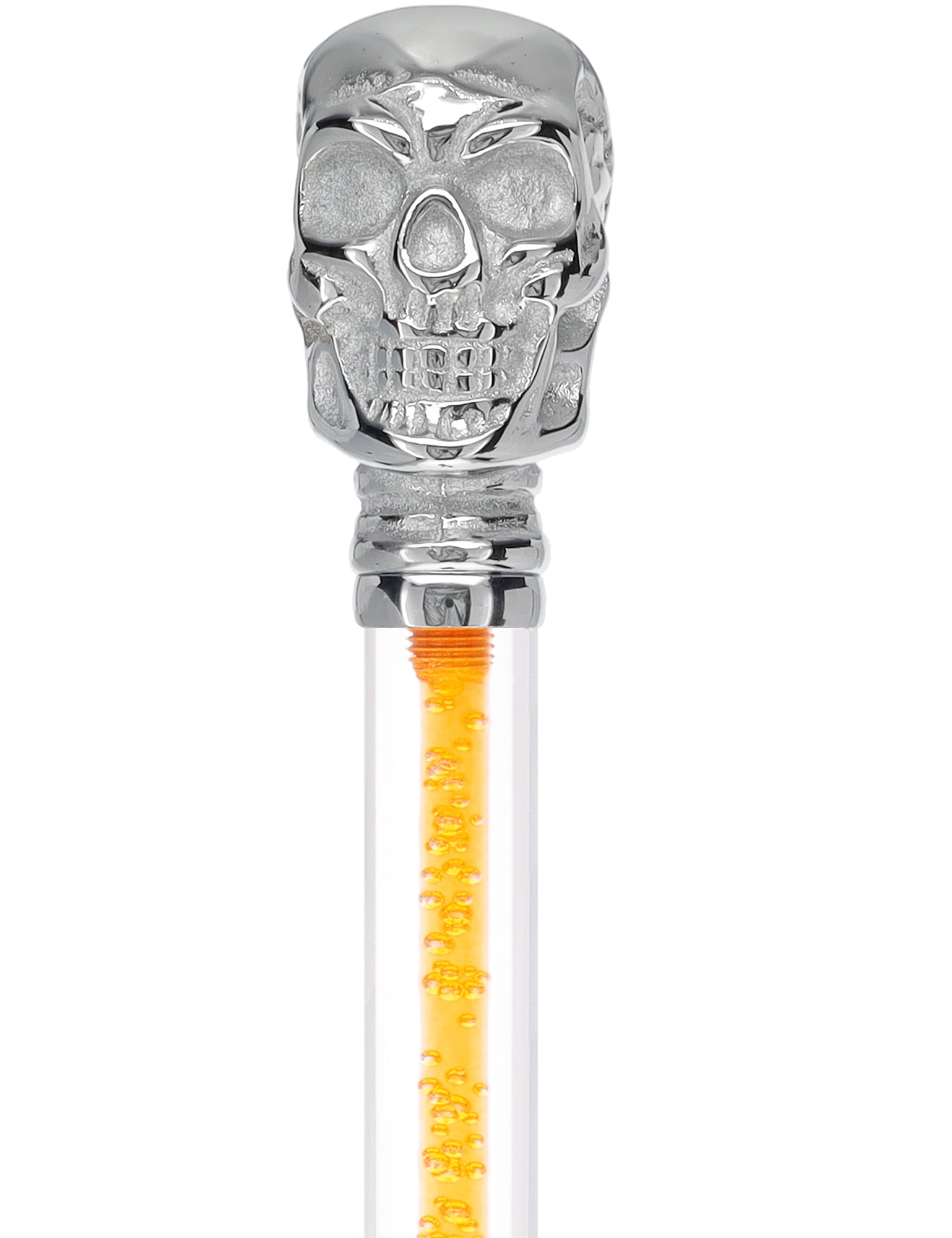 Color Crystal Elegance Chrome Skull Cane with Invisible Acrylic Shaft Options Discount Great Deals