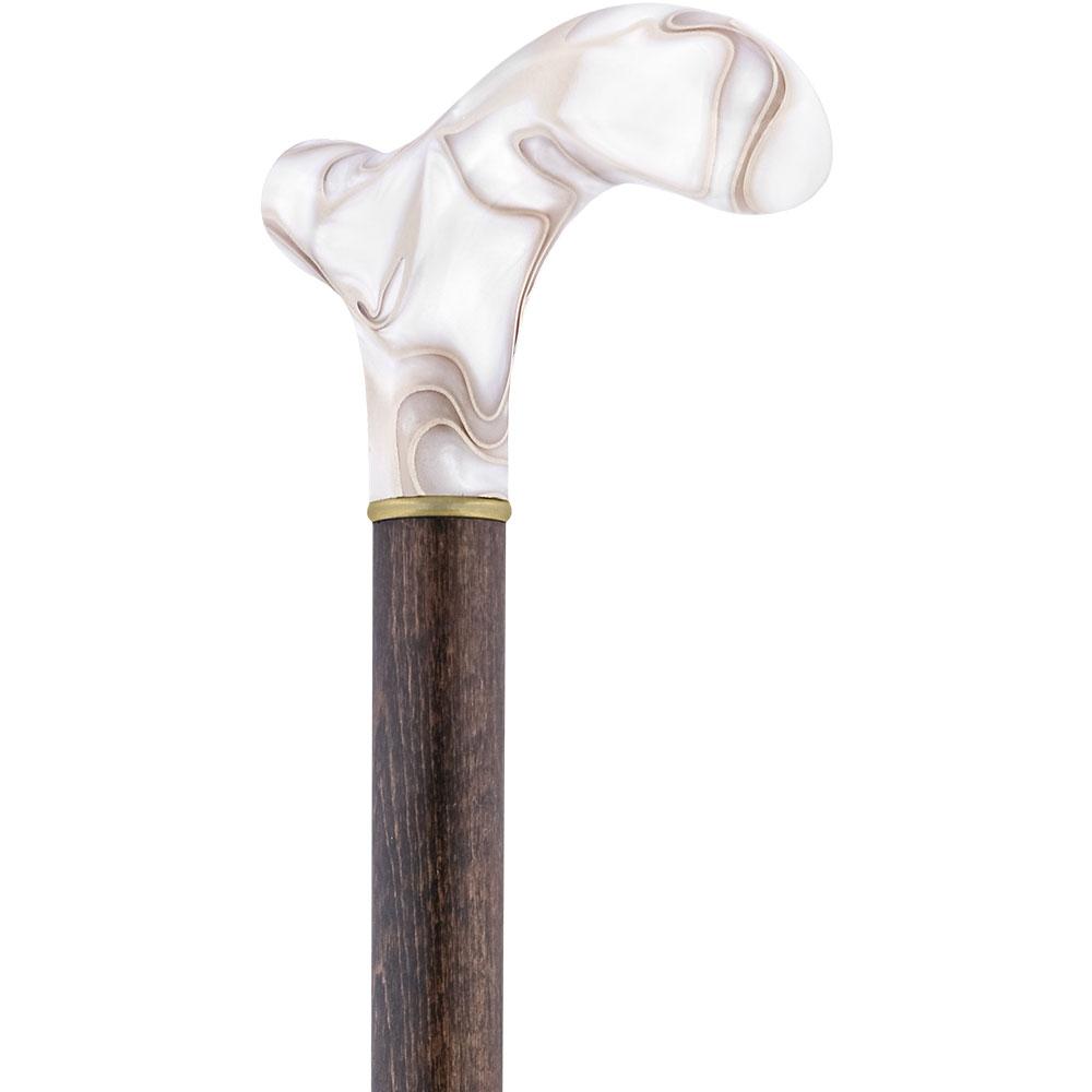 Scratch and Dent Cream Vanilla Swirl Walking Cane w/ Brown Beechwood Shaft V2394 Cheap Online