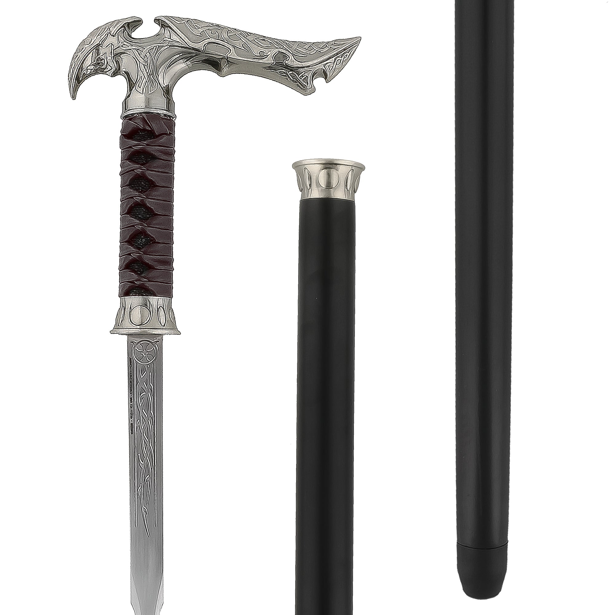 Medieval Sword Cane: Leather-Wrapped, Premium Steel Blade Best Place For Sale