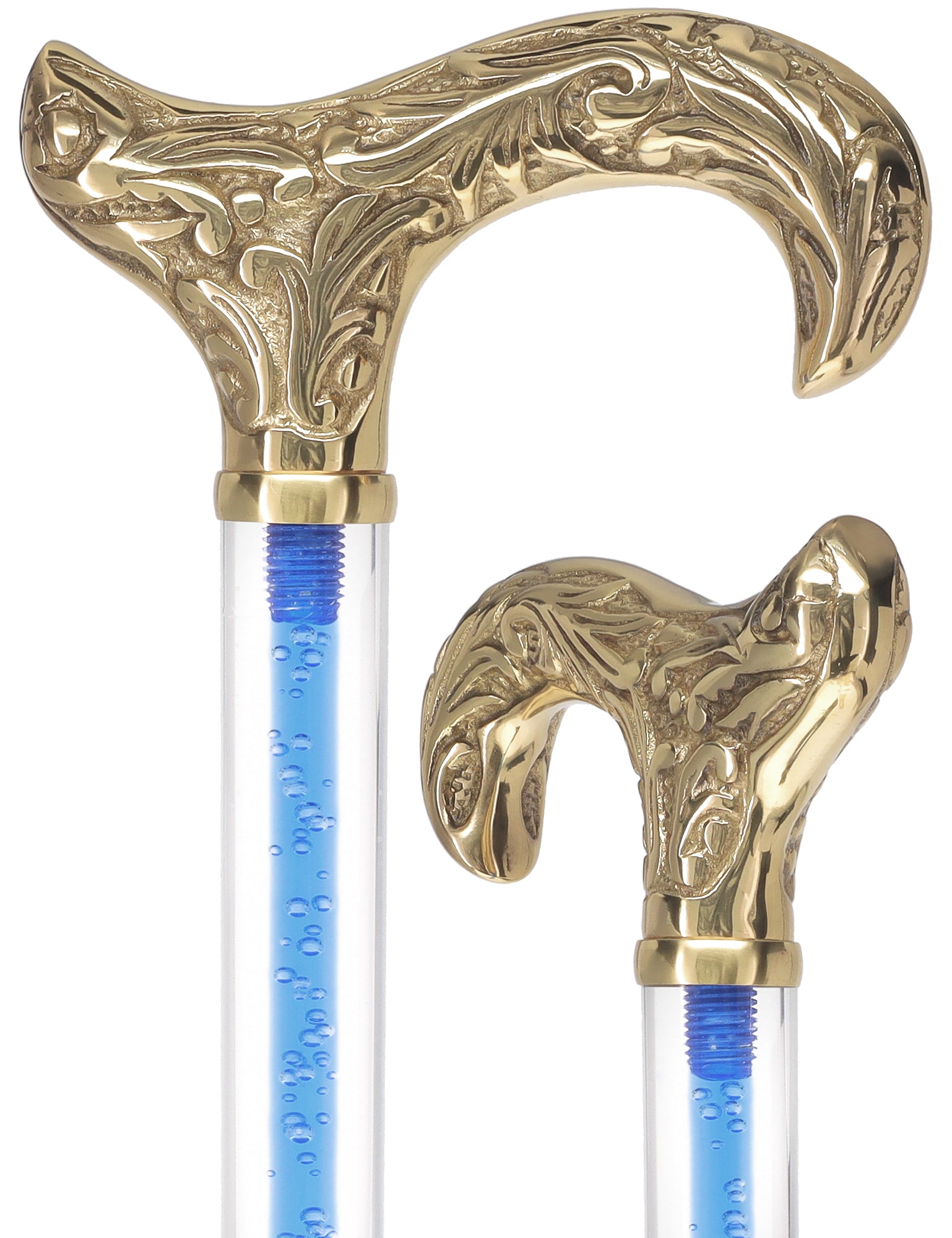 Color Crystal Elegance Brass Derby Cane with Invisible Acrylic Shaft Options Visit New Online