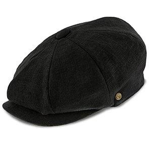 Boardwalk - Walrus Hats Black Linen/Cotton Blend 8 Panel Newsboy Cap Clearance 100% Original