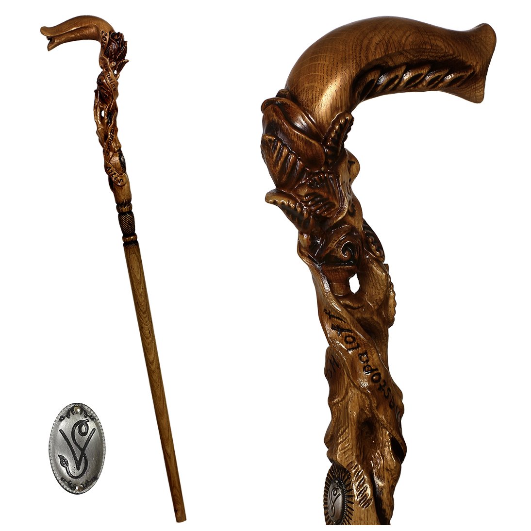 Rose Under the Tree: Artisan Intricate Hand-Carved Cane Clearance Purchase