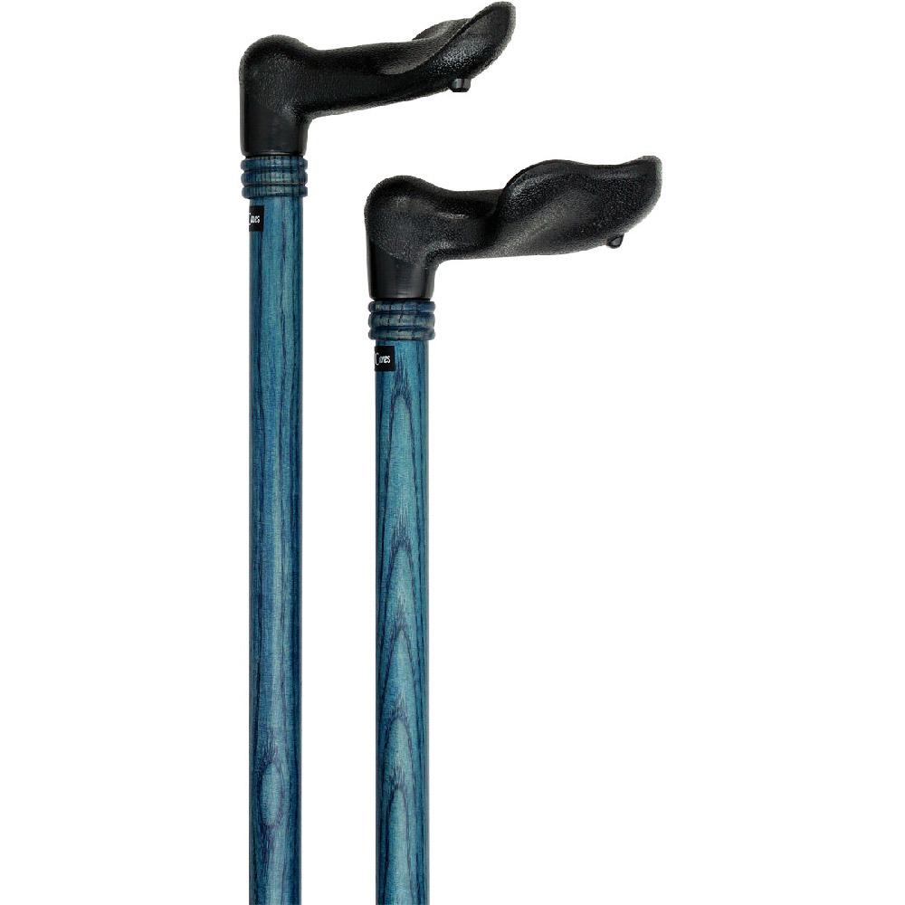 Comfy Denim Blue Palm-Grip Cane: Ash Wood Shaft & Wooden Collar Free Shipping Fast Delivery