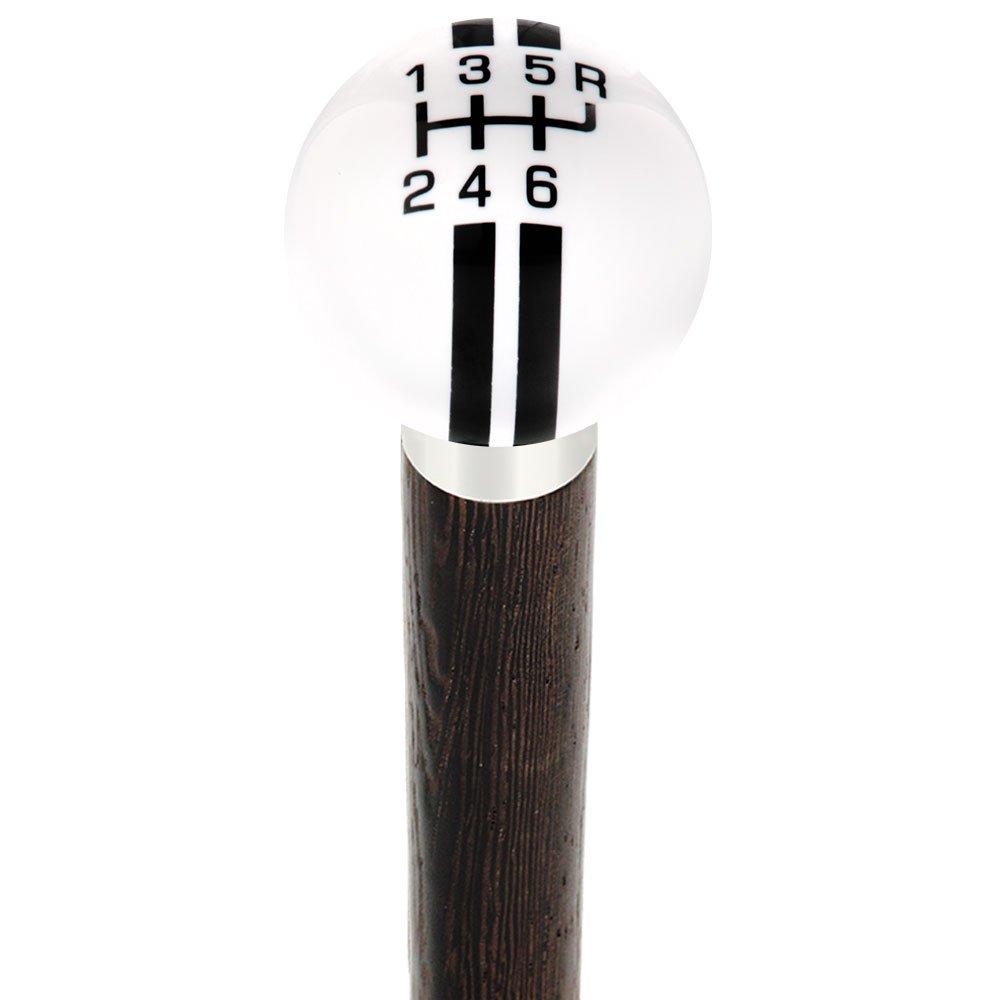 Black & White Rally Shift Round Knob Cane w/ Custom Wood Shaft & Collar 100% Original