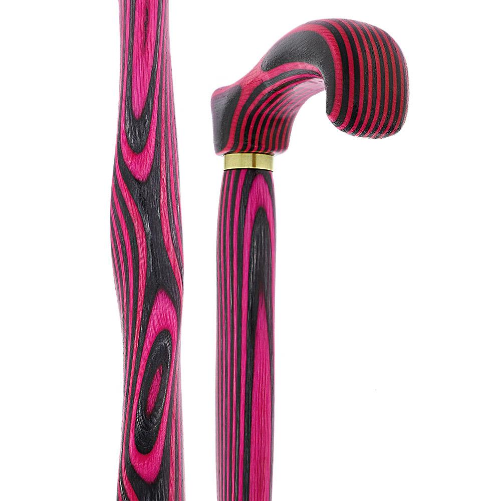 USA-Made Twisted Pink & Charcoal Cane: Vibrant Colorwood Laminate Free Shipping With Mastercard