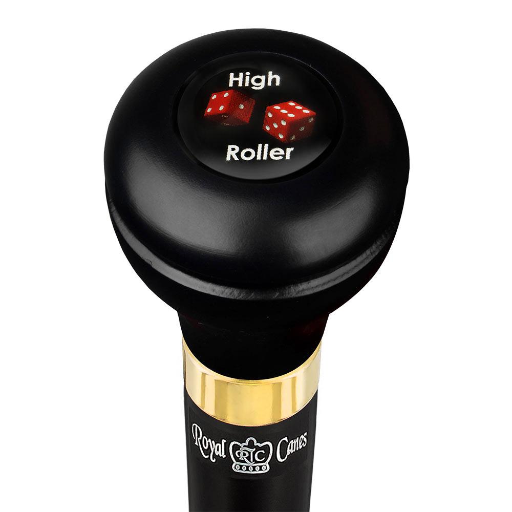 High Roller Casino Emblem Flask Walking Stick: Wood Shaft Hidden Flask Cost For Sale