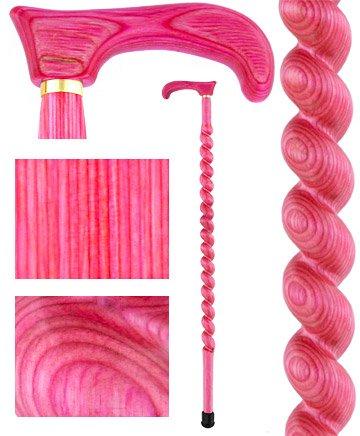 USA-Made Twisted Spiral Cane: Pink Vibrant Colorwood Laminate Clearance Pre Order