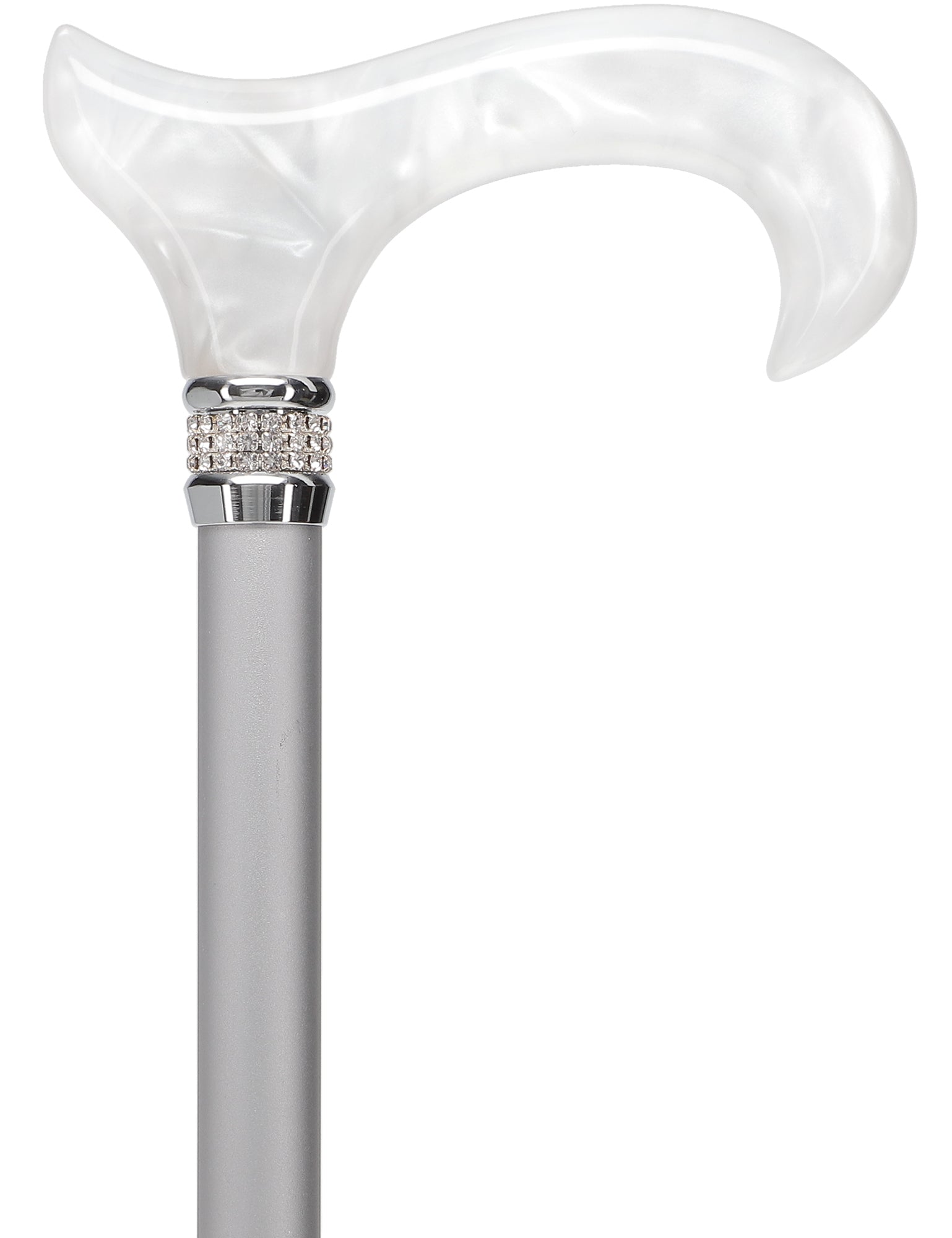 Rhinestone Designer Cane: Platinum Pearlz with White Swirl Clearance Online Amazon