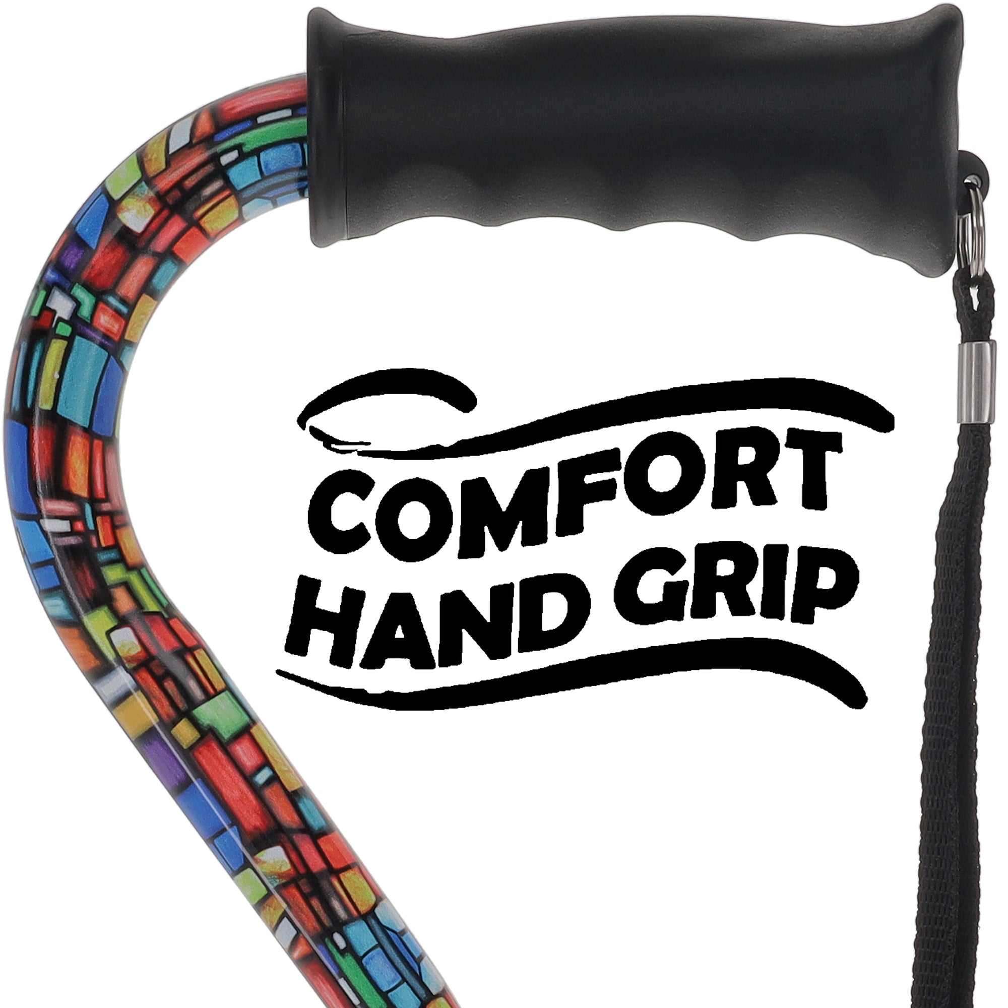 Mosaic Stained Designer Cane: Adjustable, Comfort Grip Offset Sale Authentic