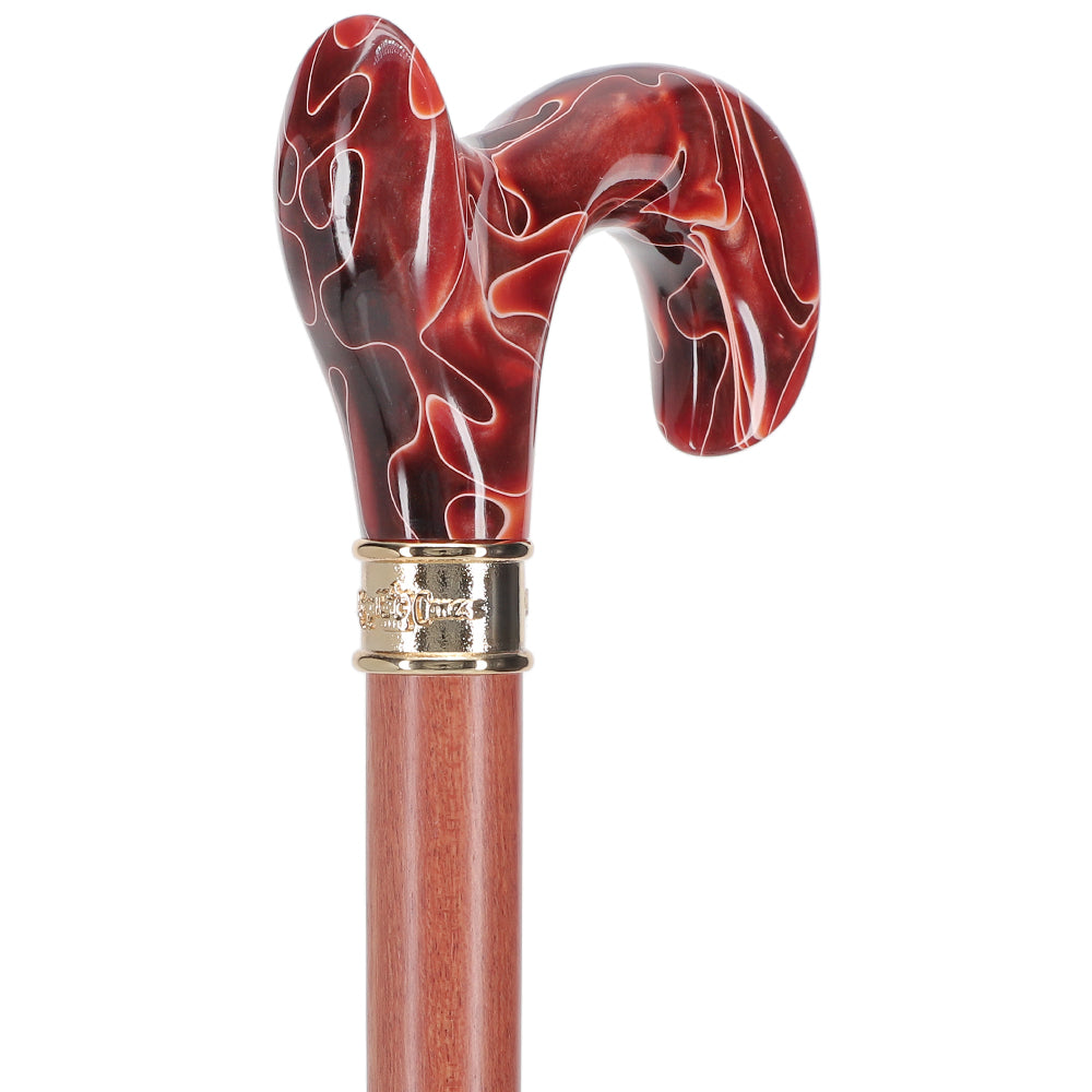 Hand-Specific Vivid Sunset Cane: Pearlescent, Rosewood & Brass Finishline Online