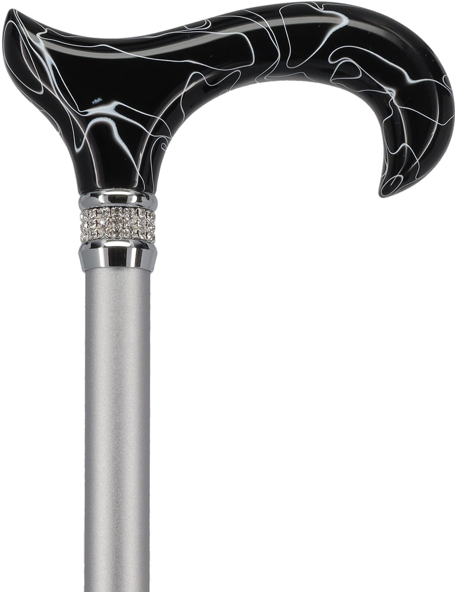 Rhinestone Designer Cane: Black Marble & Platinum Pearlz Pick A Best Sale Online