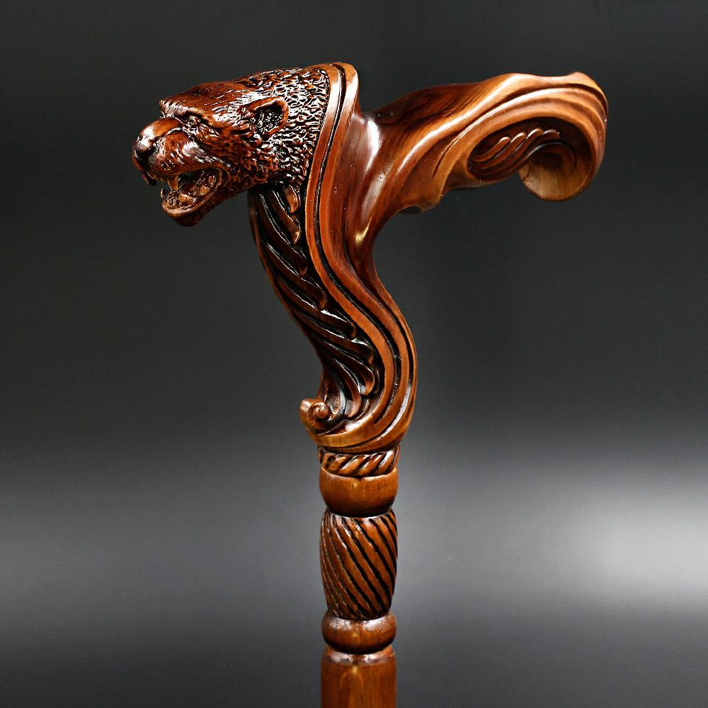 Jaguar: Artisan Intricate Handcarved Wood Cane (Right Hand) Cheap Pice From China