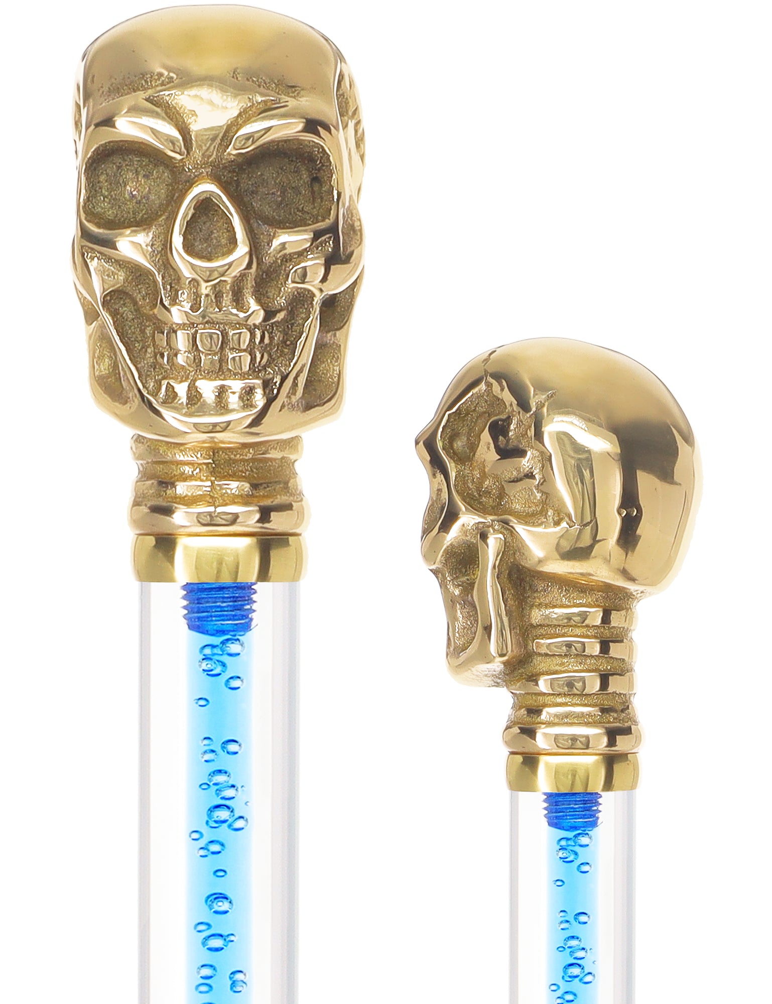 Color Crystal Elegance Brass Skull Cane with Invisible Acrylic Shaft Options Free Shipping 100% Guaranteed