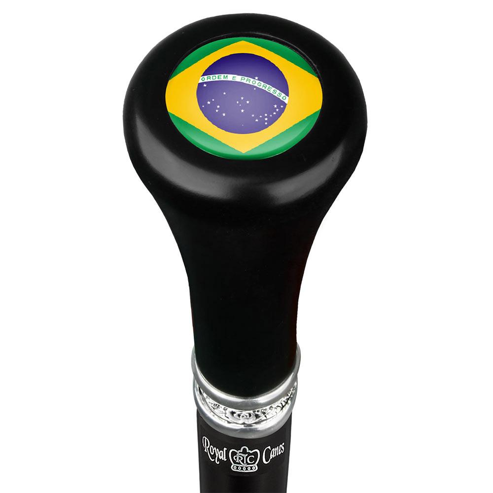 Brazil Flag Flat Top Stick: Beechwood Shaft Pewter Buy Cheap 2025 New