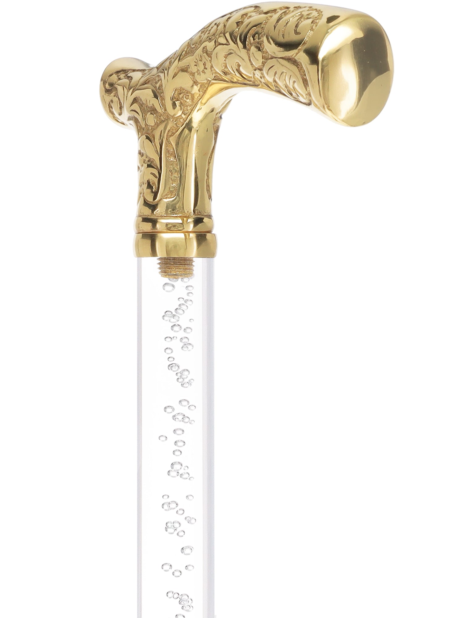 Crystal Elegance Brass Fritz Cane with Invisible Acrylic Shaft Options Cheap Very Cheap