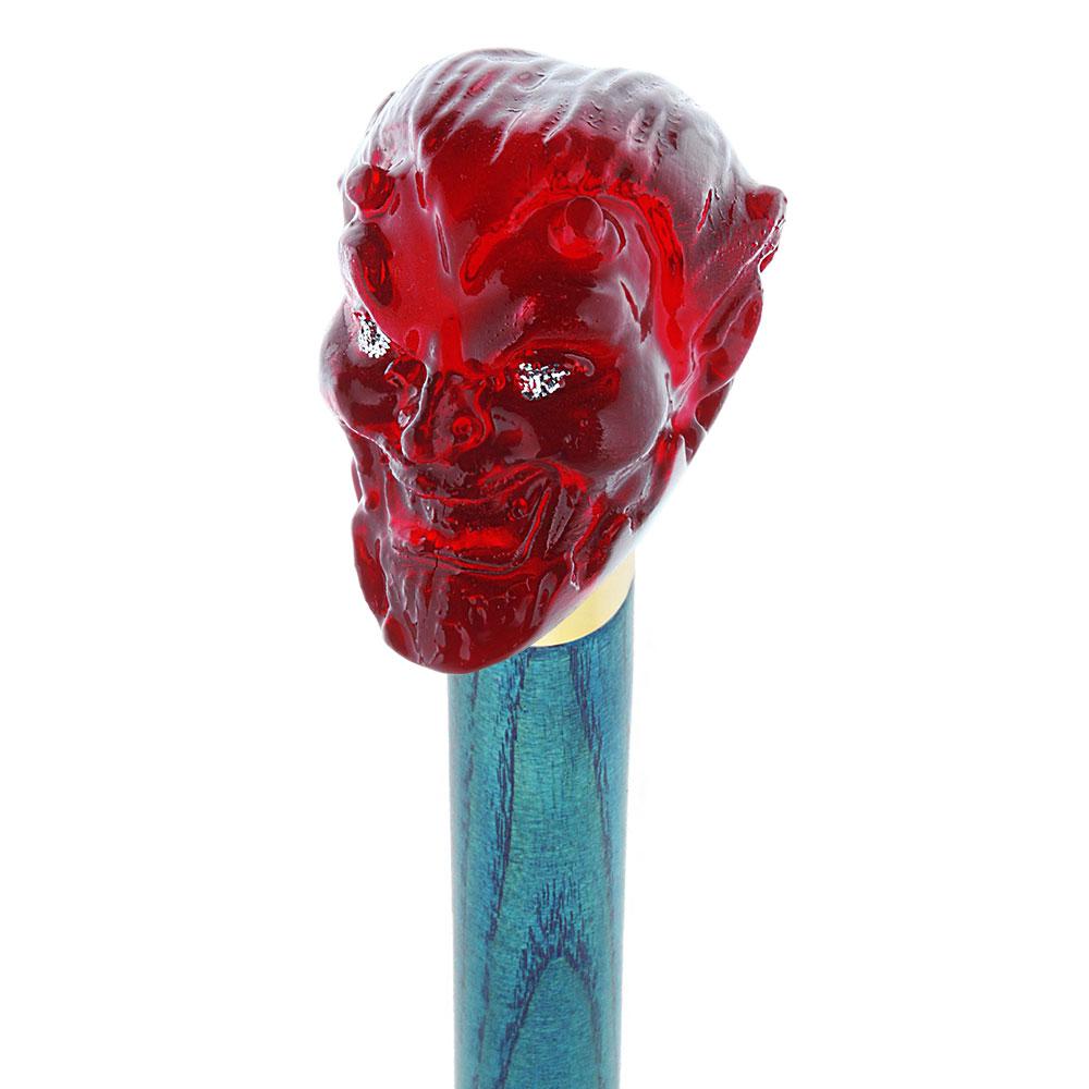 Sinister Red Devil Knob Cane w/ Custom Color Ash Shaft & Collar Buy Cheap Big Discount