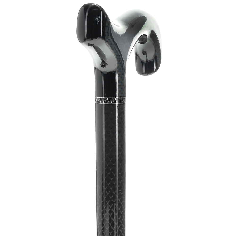 Black Carbon Fiber Derby: Triple Wound, Adjustable Cane Authentic Online