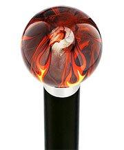 Burst of Flames Smokey Orange Round Knob Cane w/ Custom Wood Shaft & Collar Wholesale Pice