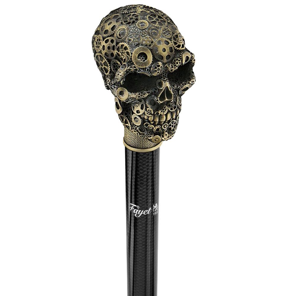 French Steampunk Gears & Skull Cane: Carbon Fiber by 2 Saints Cheap Sale Countdown Package