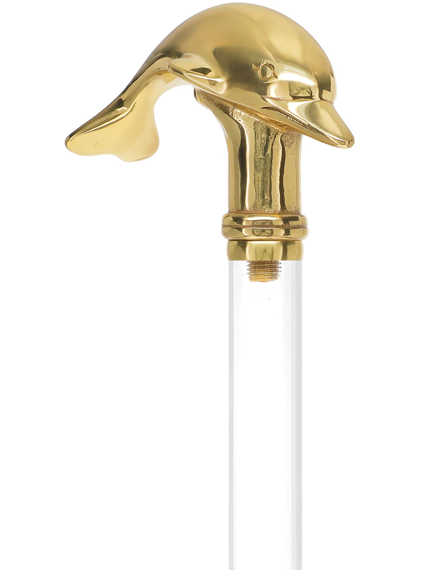 Crystal Elegance Brass Dolphin Cane with Invisible Acrylic Shaft Options Discount Authentic Online