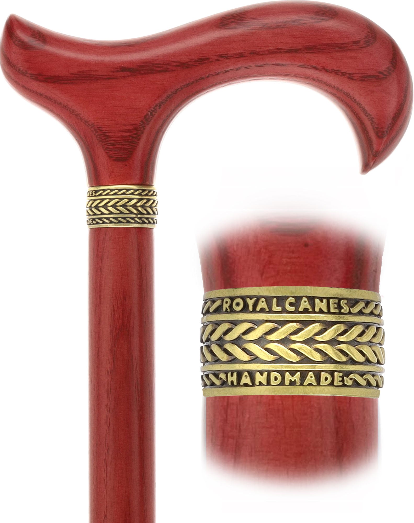 Striking Mahogany Red Derby Cane: Premium Natural Ash Wood w/ Pewter Collar Marketable Cheap Pice