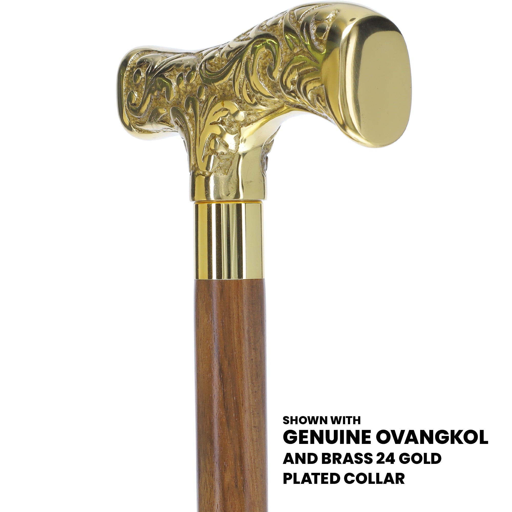 Scratch and Dent Brass T Shaped Handle Walking Cane w/ Wenge Shaft and Brass Gold Collar V3205 High Quality Cheap Pice