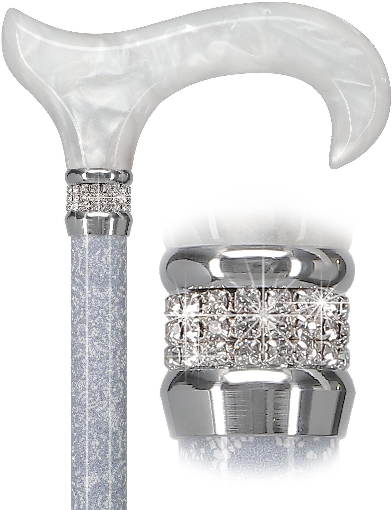 Rhinestone Designer Cane: Exquisite Pearlz Graceful Lace Outlet Deals