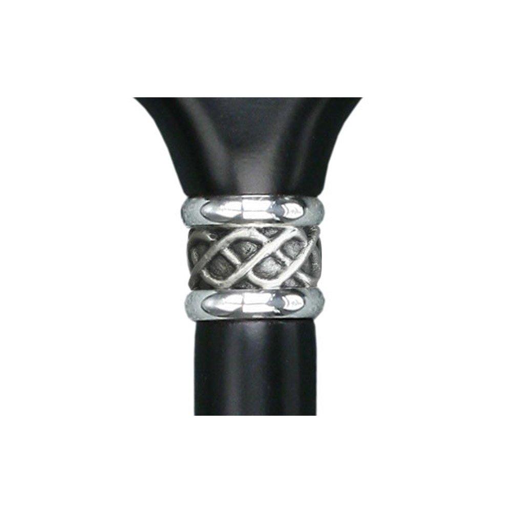 Scratch & Dent Slim Line Fritz Walking Cane With Black Beechwood Shaft and Braided Pewter Collar V1363 Amazing Pice Cheap Online