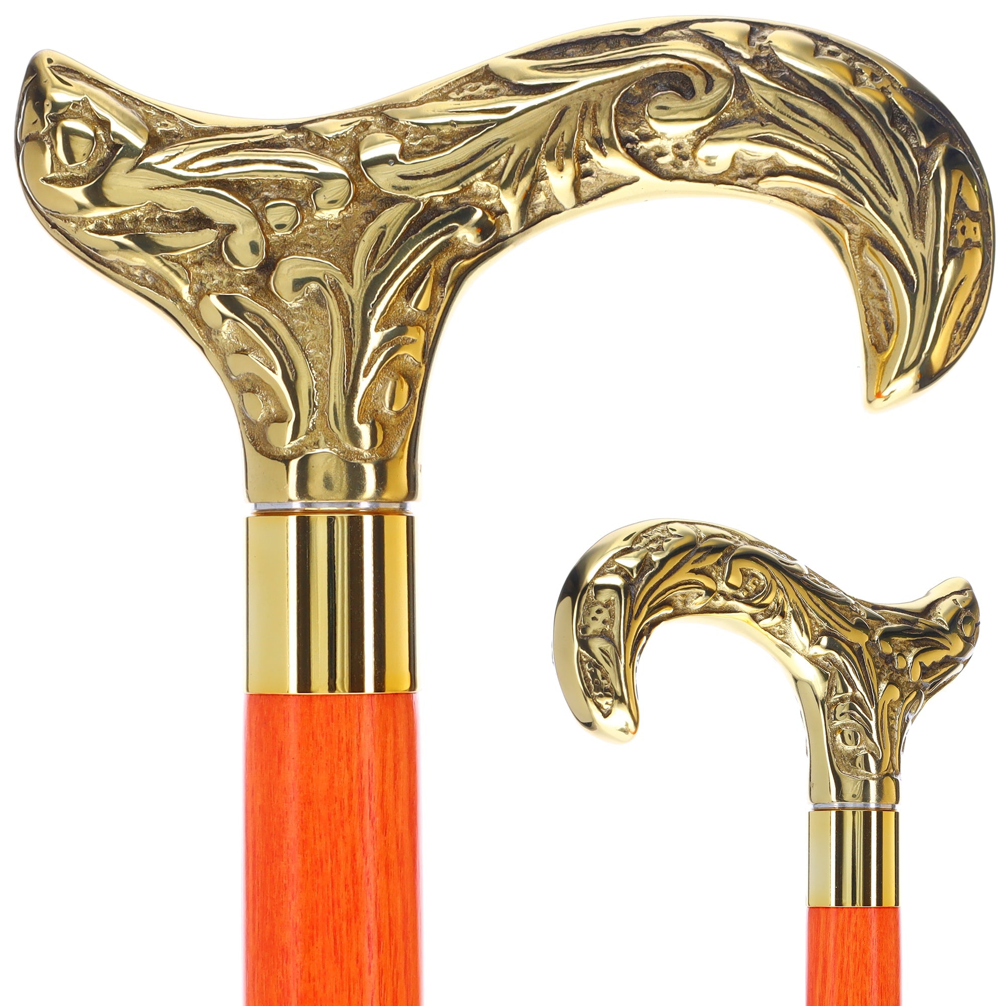 Scratch and Dent Brass Derby Handle Walking Cane w/ Blue Ash Shaft & Brass Gold Collar V2139 Free Shipping Online