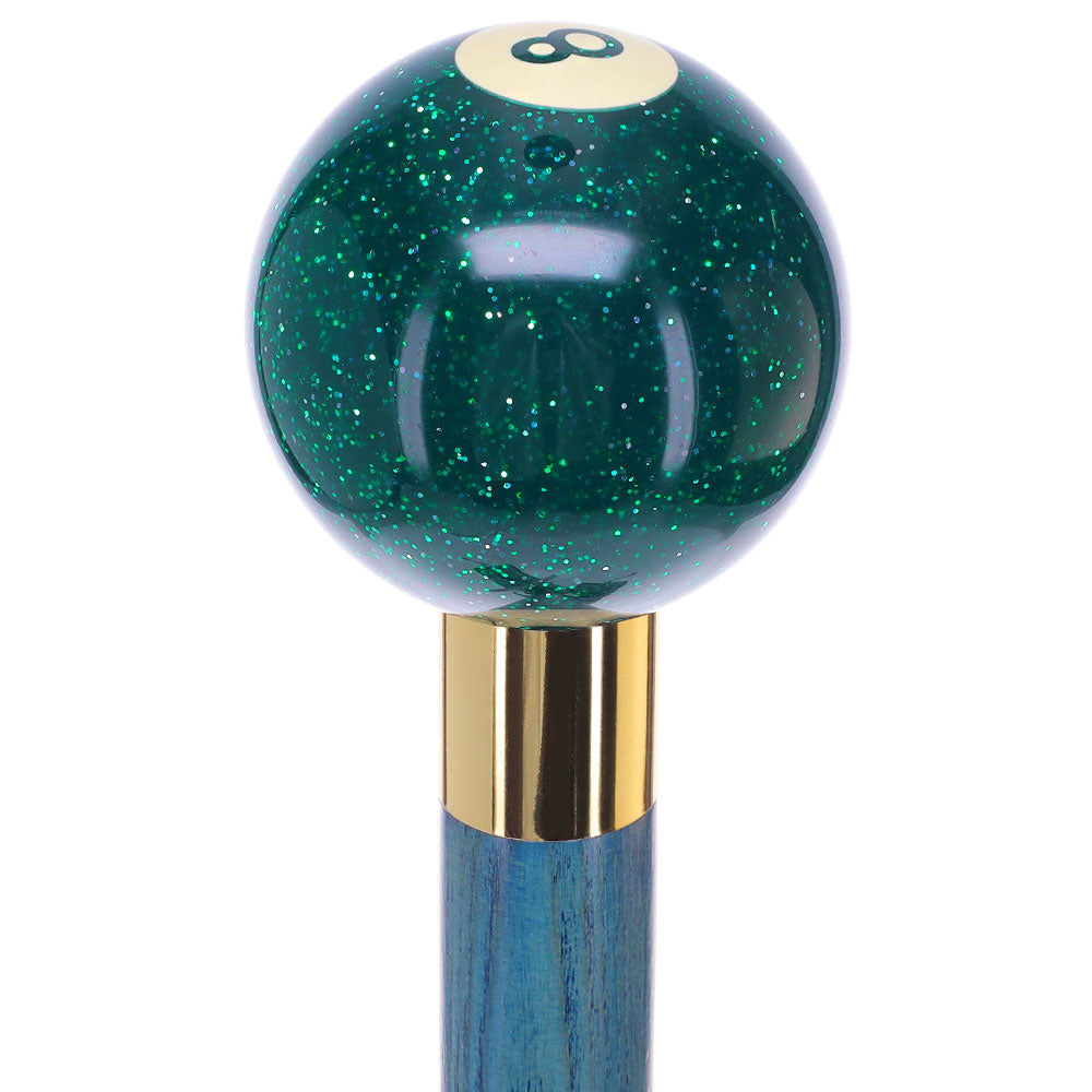 Green Sparkle 8 Ball Shift Knob Cane w/ Custom Color Ash Shaft & Collar Marketable Cheap Pice