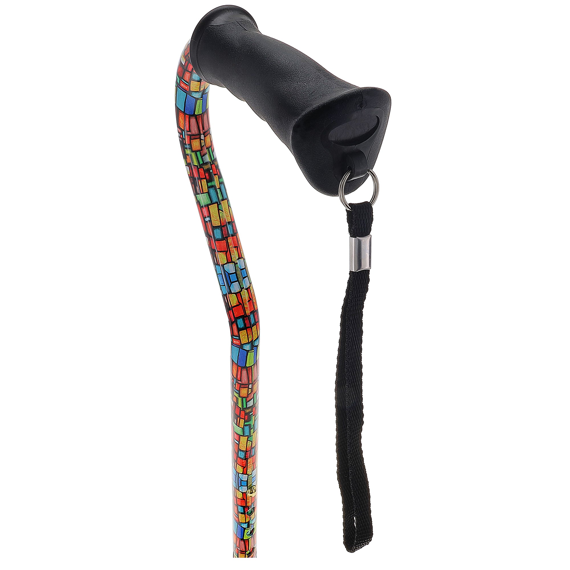 Mosaic Stained Designer Cane: Adjustable, Comfort Grip Offset Sale Authentic